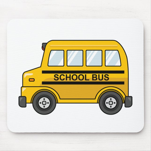 Cartoon Yellow and Black School Bus Mouse Pad (Front)