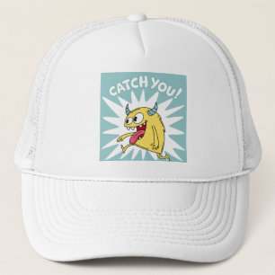 Cartoon Yellow Monster Running – Catch You Trucker Hat