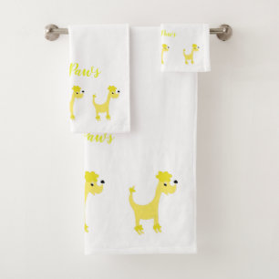 Cartoon yellow poodle Posh Paws Bath Towel Set