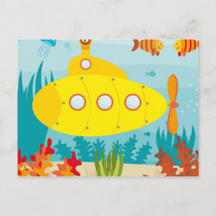 Cartoon Yellow Submarine Postcard