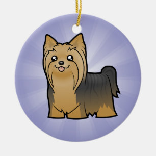 Cartoon Yorkshire Terrier (add your message) Ceramic Tree Decoration