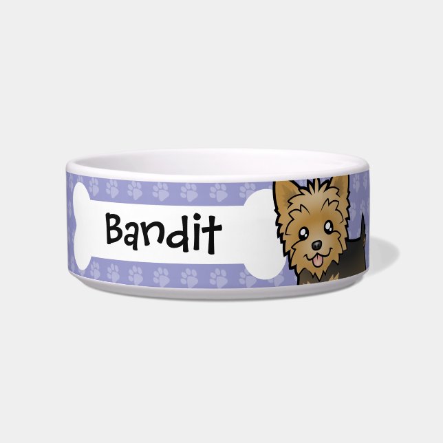 Cartoon Yorkshire Terrier (short hair no bow) Bowl (Front)