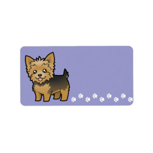 Cartoon Yorkshire Terrier (short hair no bow) Label