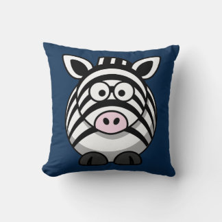 Cartoon Zebra on Navy Cushion
