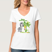 Cartoon zebra standing beside a banana tree Relaxe