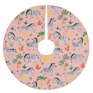 Cartoon Zebras Funny Seamless Pattern Brushed Polyester Tree Skirt