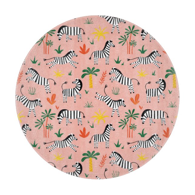 Cartoon Zebras Funny Seamless Pattern Cutting Board (Front)