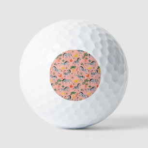 Cartoon Zebras Funny Seamless Pattern Golf Balls