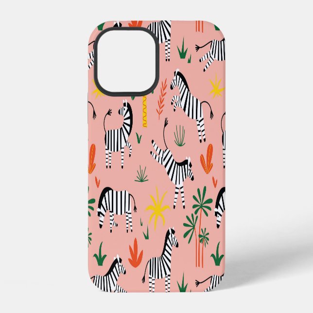 Cartoon Zebras Funny Seamless Pattern iPhone Case (Back)