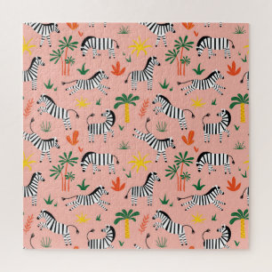 Cartoon Zebras Funny Seamless Pattern Jigsaw Puzzle