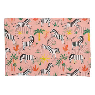 Cartoon Zebras Funny Seamless Pattern Pillowcase