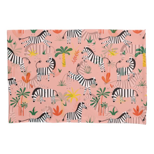 Cartoon Zebras Funny Seamless Pattern Pillowcase (Front)