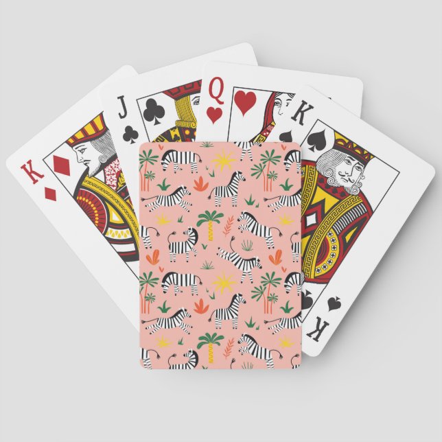 Cartoon Zebras Funny Seamless Pattern Playing Cards (Back)