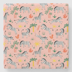 Cartoon Zebras Funny Seamless Pattern Stone Coaster