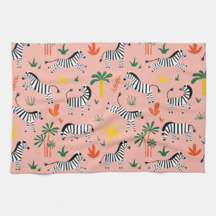 Cartoon Zebras Funny Seamless Pattern Tea Towel