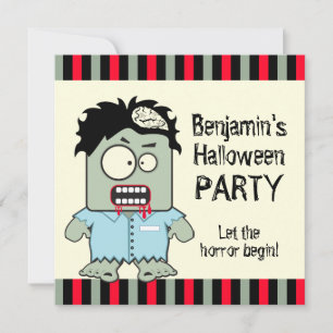 Cartoon Zombie Halloween Party Invitation