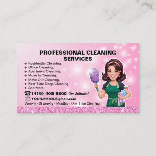 Cartooning Maid Cleaning Service Business Card
