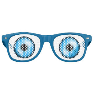 Cartoonish Blue Eyes Retro Sunglasses