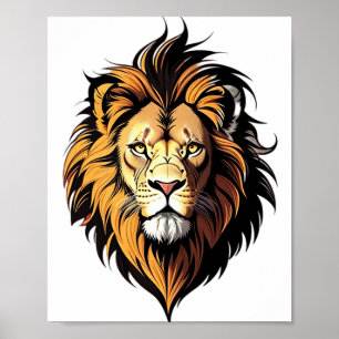 Cartoonish lion head poster