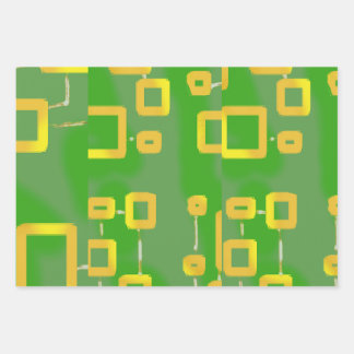 CartoonishGreen Wrapping Paper Flat Sheet Set of 3