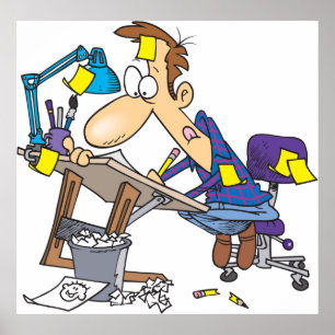 Cartoonist At Work Poster