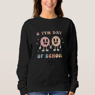 Cartoons, 6 7TH Day of School Playful Pastel Carto Sweatshirt