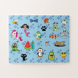 Cartoons sparkles cute blue kids cartoons  jigsaw puzzle