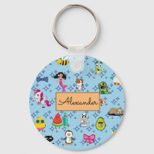 Cartoons sparkles cute blue kids cartoons key ring