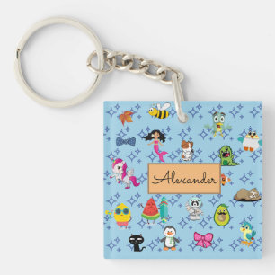 Cartoons sparkles cute blue kids cartoons key ring