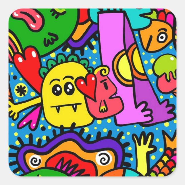 Cartoons Square Sticker (Front)