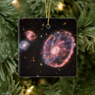 Cartwheel Galaxy, James Webb Space Telescope Ceramic Ornament