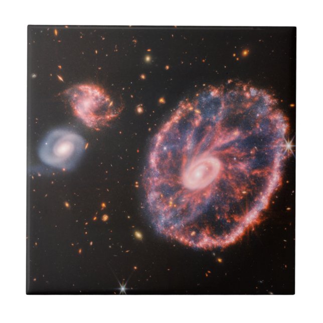 Cartwheel Galaxy JWST James Webb Space Telescope Ceramic Tile (Front)