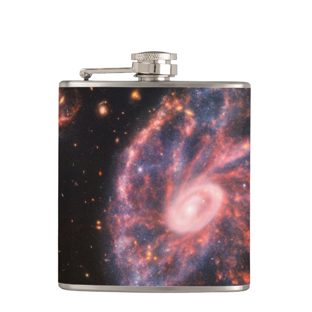 Cartwheel Galaxy JWST James Webb Space Telescope Hip Flask (Front)