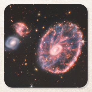 Cartwheel Galaxy JWST James Webb Space Telescope Square Paper Coaster