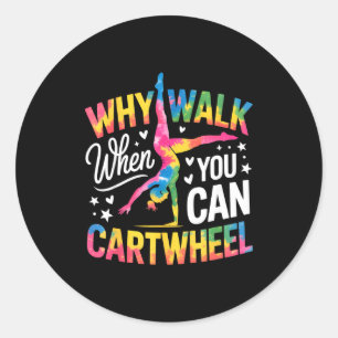 Cartwheel Gymnast Girl Tie Dye Gymnastic Girl Tumb Classic Round Sticker