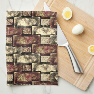 Carved and stained golden brown rectangular pieces tea towel