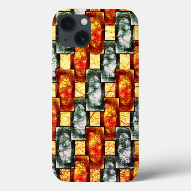 Carved and stained green red rectangular plates Case-Mate iPhone case (Back)