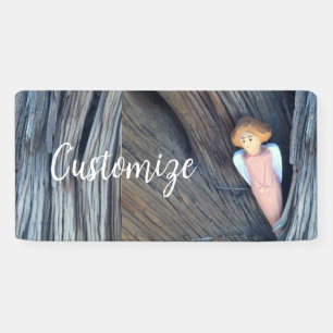 Carved angel in tree Thunder Cove Banner