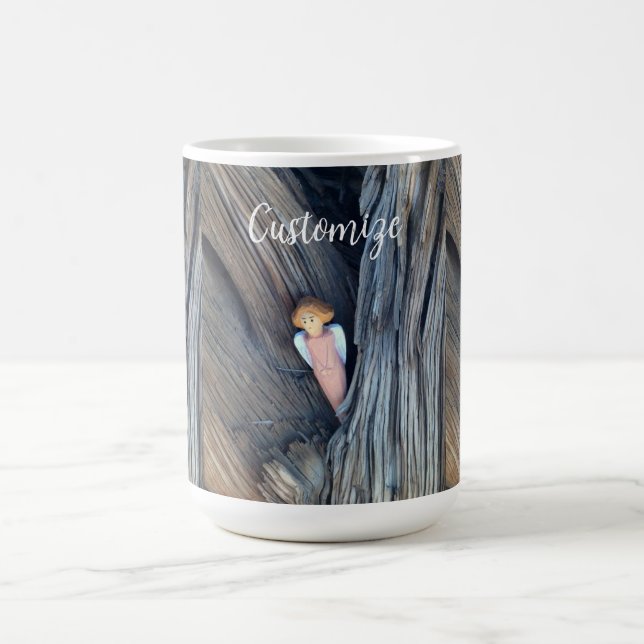 Carved angel in tree Thunder Cove Coffee Mug (Center)