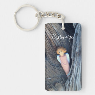 Carved angel in tree Thunder Cove Key Ring