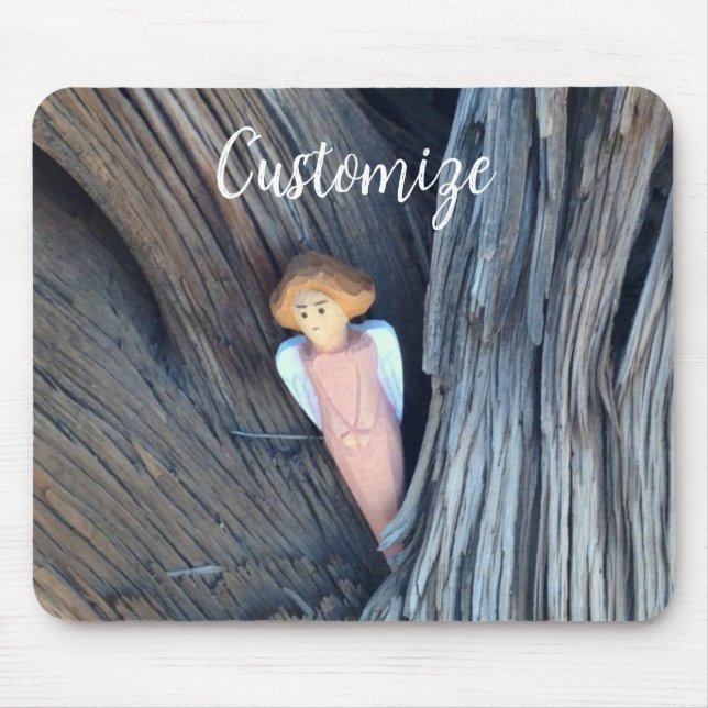 Carved angel in tree Thunder Cove Mouse Pad (Front)
