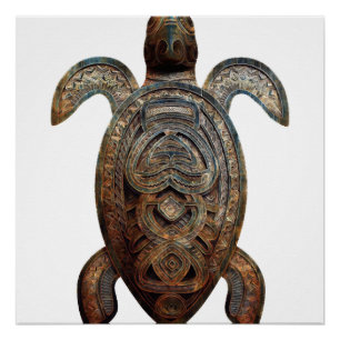Carved Artistic Sea Turtle Poster
