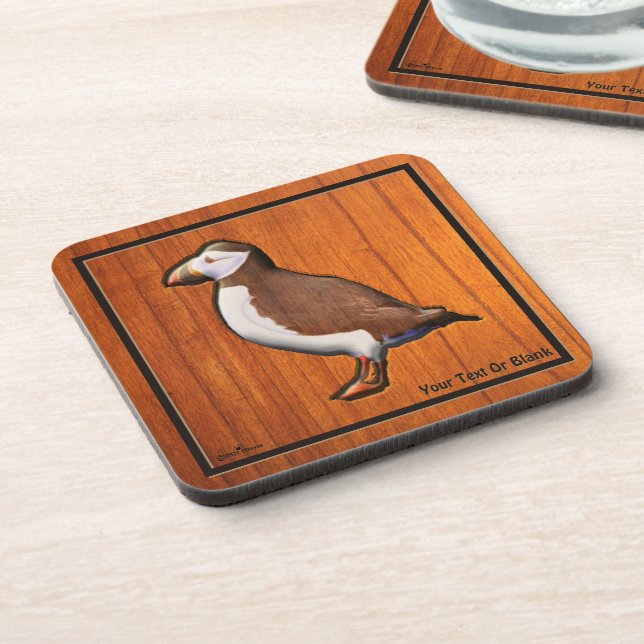 Carved Atlantic Puffin Coaster (Left Side)