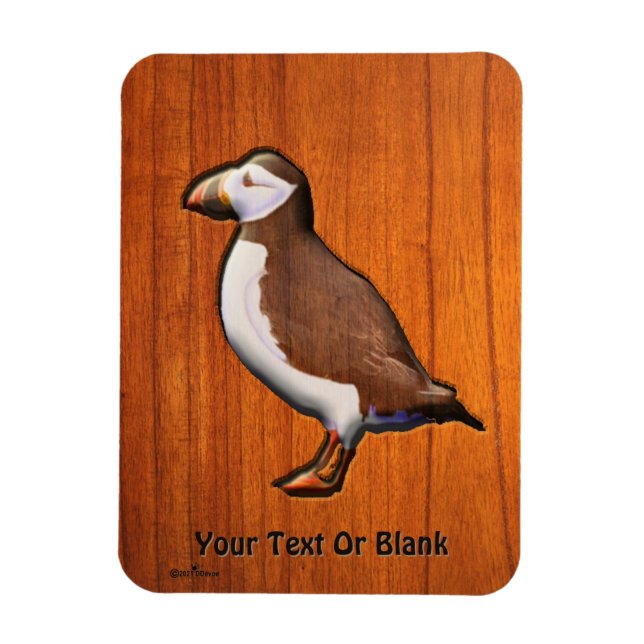 Carved Atlantic Puffin Magnet (Vertical)