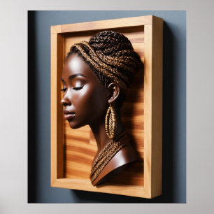 "Carved Beauty: 3D Braided Hairstyle Wall Art