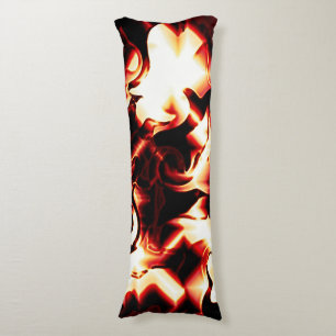 Carved bonfire on dark background body cushion
