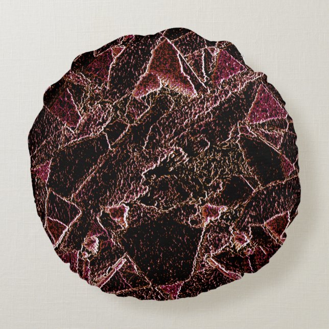 Carved brown rock style texture round cushion (Back)