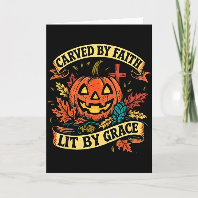 Carved By Faith Lit By Grace Religious Christian H Card (Front)