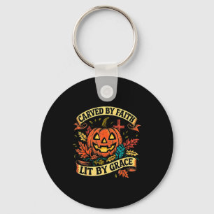 Carved By Faith Lit By Grace Religious Christian H Key Ring