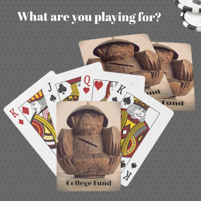 Carved Coconut Monkey Bank Fun Kitsch Photographic Playing Cards (Creator Uploaded)
